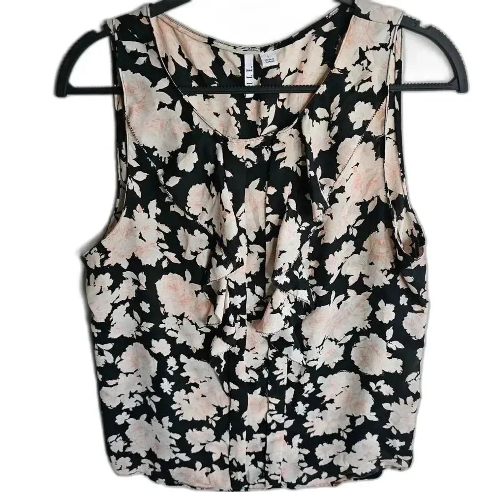 Elle Floral Black Top Large